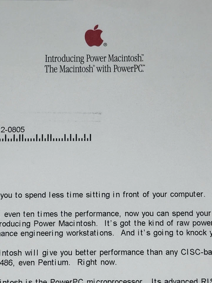 1994 Apple Power Macintosh Sales Letter PowerPC Launch Mailer Vintage Mac Epheme - Image 2 of 3