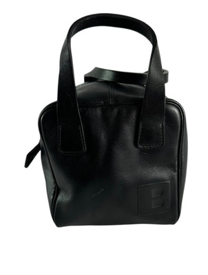 Vintage Genuine BALLY Cube Black  Leather Cube Bag Top Handle
