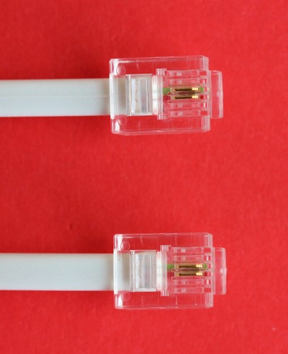 RJ11 to RJ11 "6M" ADSL 2 Wire Broadband Cable White for Router to ADSL Filter - 第 1/1 張圖片