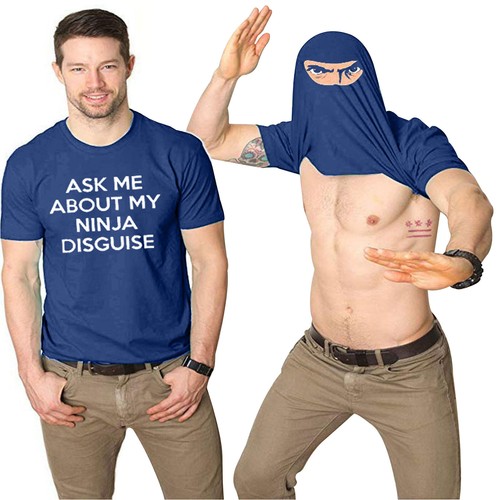 Ask Me About My Ninja Disguise T-Shirt- Funny Fancy Dress Eyes Flip Unisex Top - Picture 91 of 131
