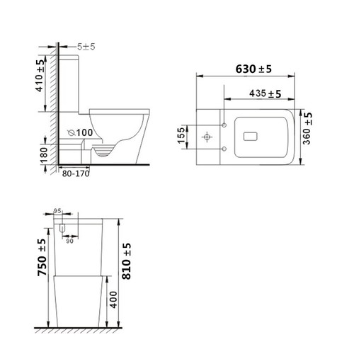 WELS Wall Faced Tornado / Rimless Dual Flush Toilet Suite S P Trap White Black - Picture 31 of 53