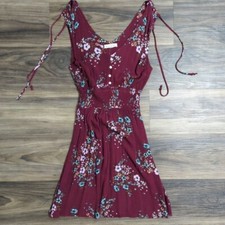 Never Worn Aeropostle Floral Tie Shoulder Sleeveless Mini Dress Rust XS