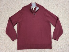 LL Bean Sweater Mens XL Red Cotton Knit Quarter Zip Pullover Hiking Fishing Camp