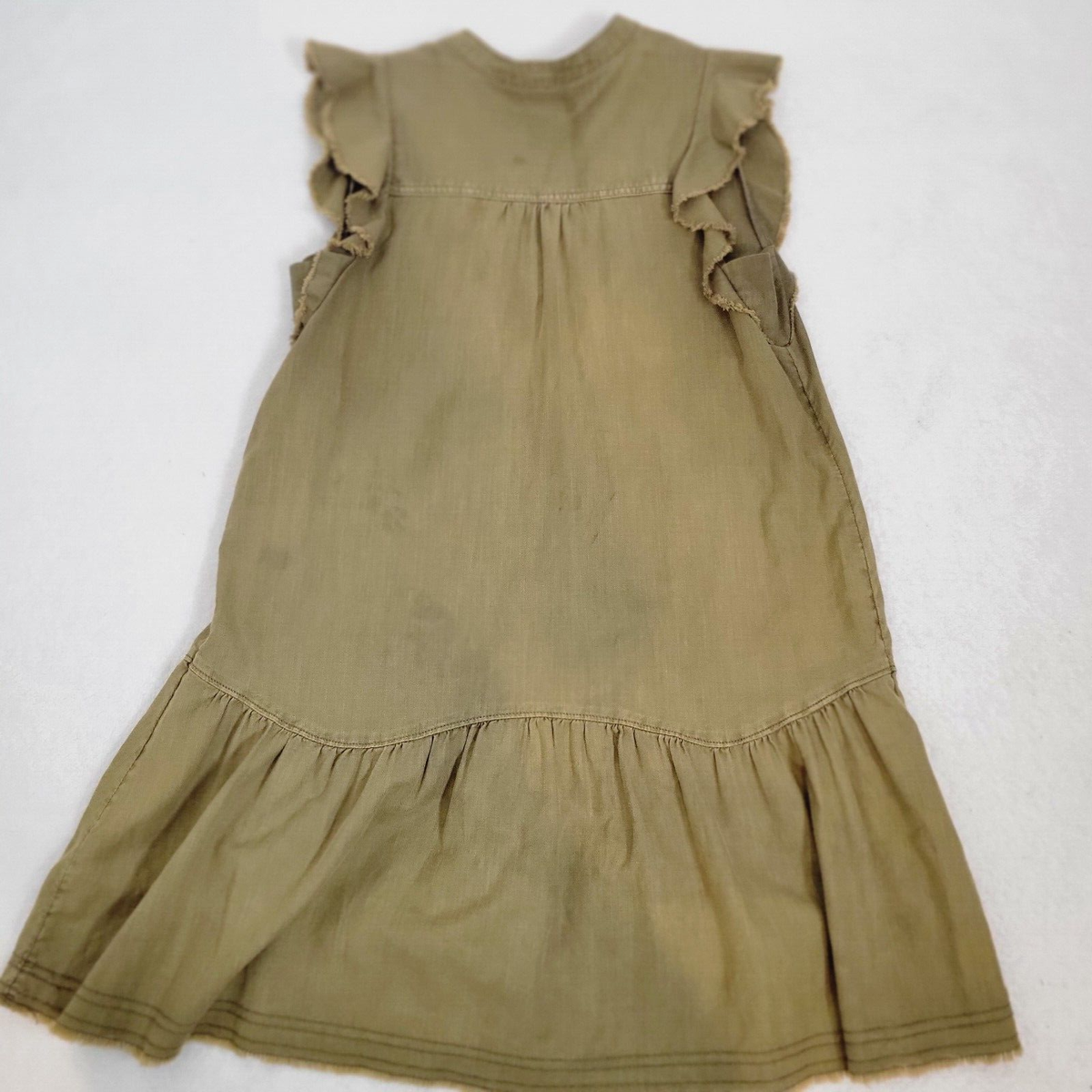 Anthropologie Pilcro Dress XS Flounced Tunic Moss Green Ctton Denim Frayed  Hem | eBay