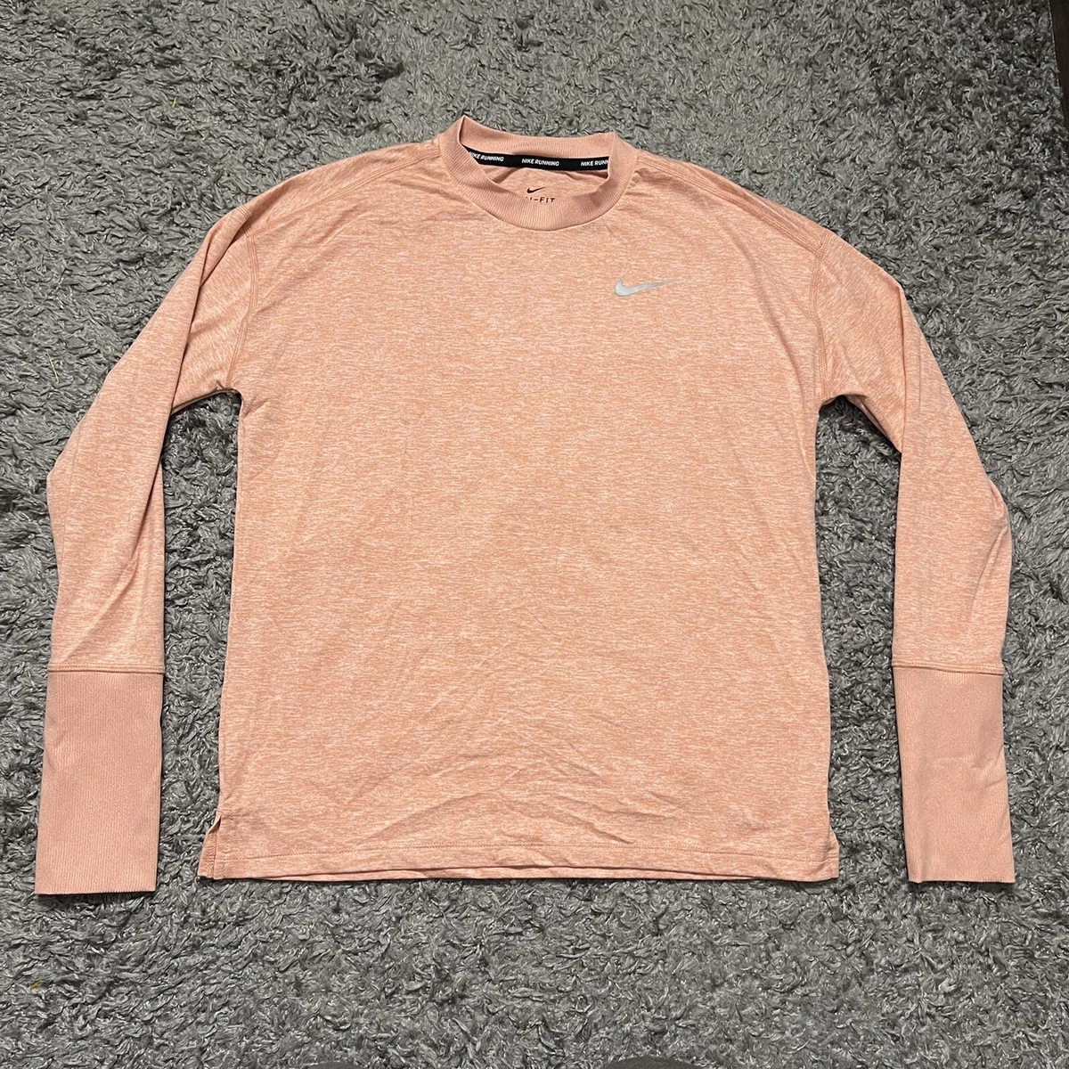Nike Shirt Womens Small Peach Long Sleeve Dri Fit Element Thumb