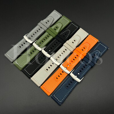 20 MM 22 MM Gummy Strap Rubber and Nylon Watch Band Quick Release Water Prof