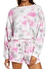 Free People Kelly Washed Tie-Dye Sweatshirt, Hyacinth/Charcoal, XS L