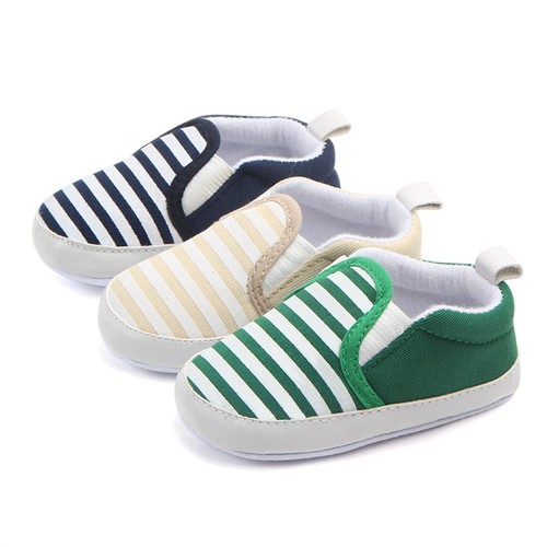 Infant Newborn Baby Stripe Print Non-Slip Flat Shoes 0-18M