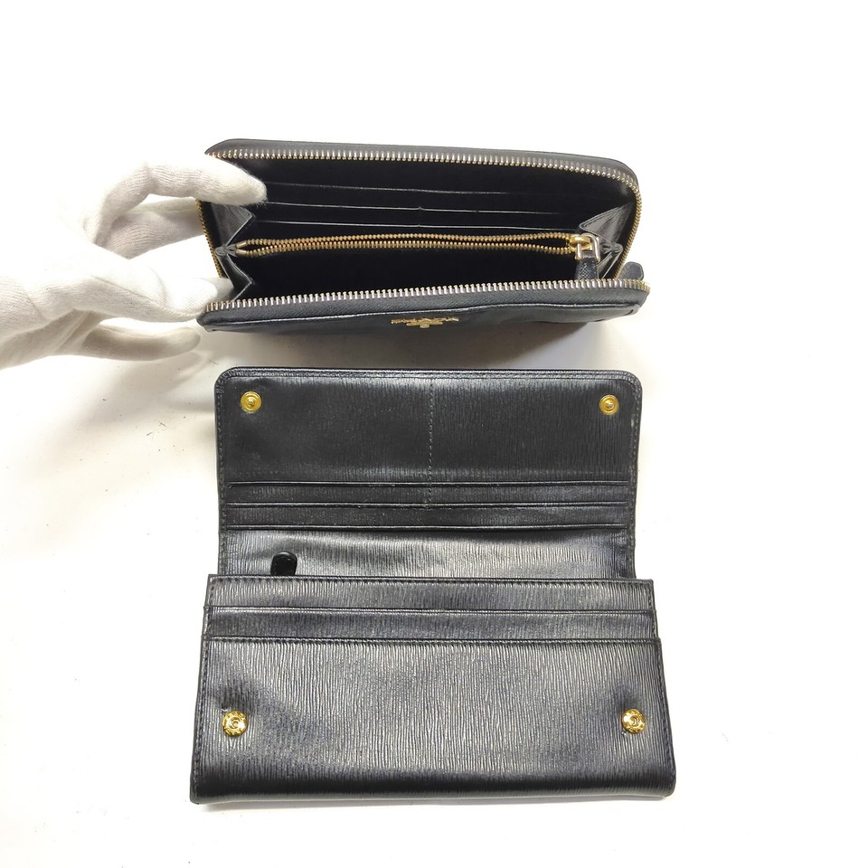 Prada Wallet Wallet Long Wallet 5 set Black PVC 3754188 eBay