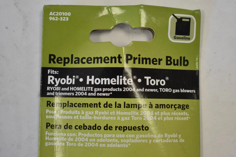 5 bombillas de imprimación de repuesto AC20100 962-323 para sopladores de gas Ryobi Homelite Toro Foto 3 de 4
