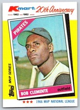 1982 Topps Kmart 20th Anniversary BOB CLEMENTE #10 Pirates 1966 MVP FREE Ship