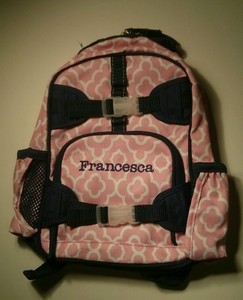 Pottery Barn Kids Mackenzie Pink Blue Preschool Backpack Name