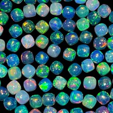 20 Pcs Natural Opal 4mm Cushion Flashy Untreated Loose Cabochon Gemstones Lot