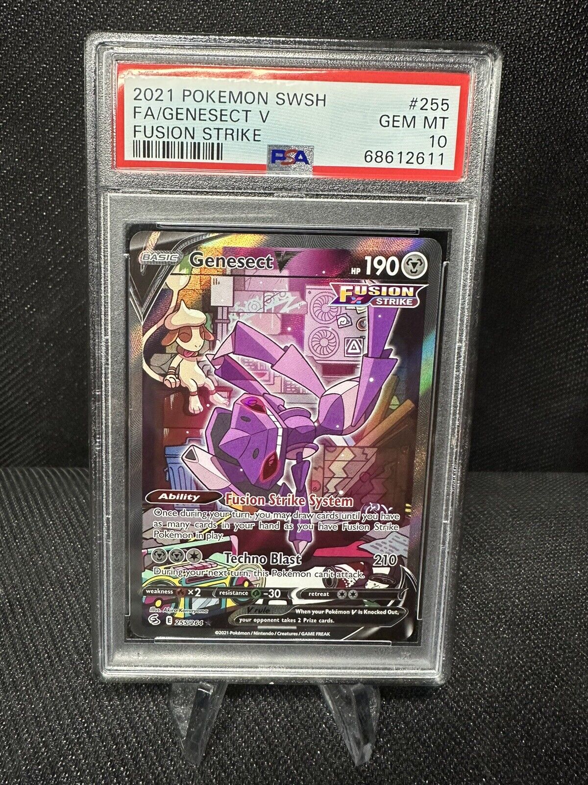 Pokemon SWSH Fusion Strike Genesect V Alt Art. PSA 9 🔥 255