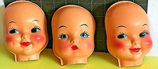 VINTAGE THREE CELLULOID PRETTY DOLL FACES DOLL CRAFTING SUPPLY