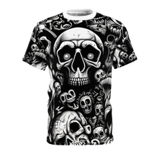 All Over Print Halloween Horror Art T Shirt Zombie Scary Creepy Goth Punk Skulls