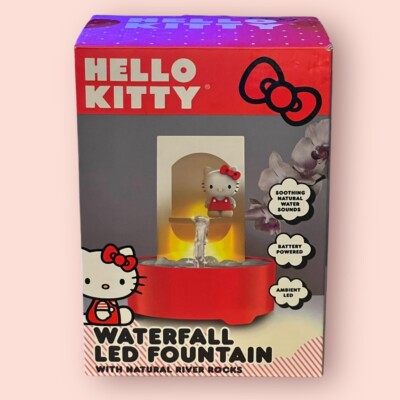 Sanrio Hello Kitty LED Waterfall Fountain With Natural River Rocks ~~ NIB