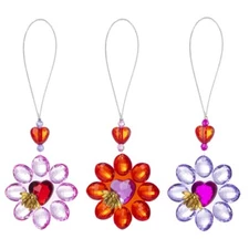 Ganz Crystal Expressions "Bee Mine" Daisy Flower Ornament w/Heart & Bee