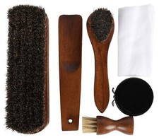 Boot Cleaning Kit with Foot Rest Box with Brushes Dauber Shoe Polish & Cloth