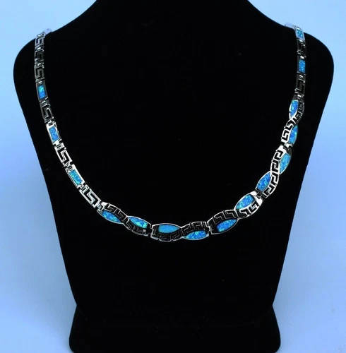 Kivony Hawaii Blue Fire Opal Geometric Choker Necklace For Women Girls