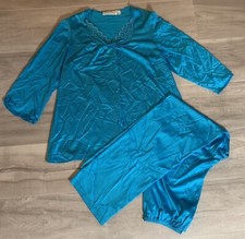 Vintage 1970s JC Penney Womens Blue Nylon Pajama Set Sz Small
