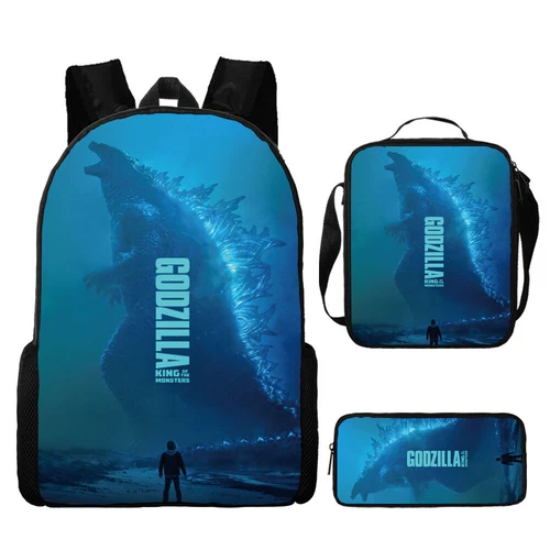 Mochila 3D Godzilla vs Kong Bolsa de libros escolares Mochila Bolsa de almuerzo Estuche para lápices Regalo - Imagen 14 de 50