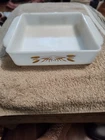 Vintage Fire King Square 8" Baking Dish Wheat Pattern #452