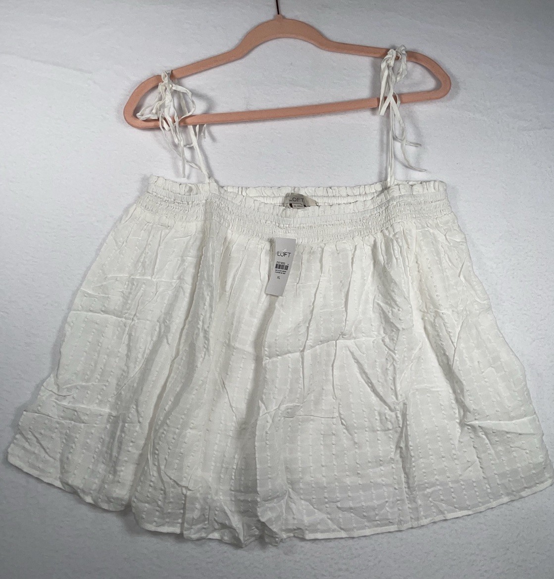 Loft XL Womens White Cami Tank Top Flowy Swing Blouse CottageCore Coquette-image