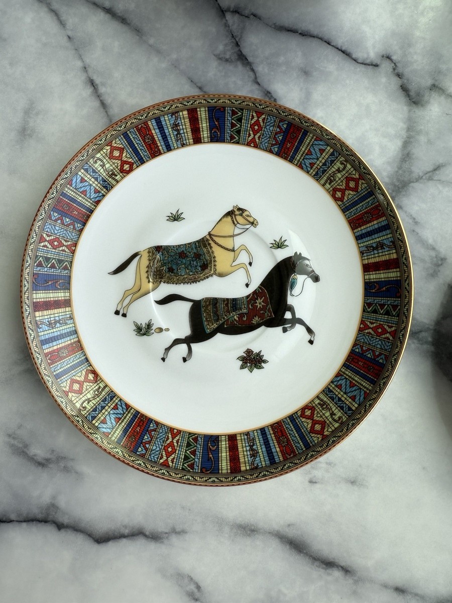 Hermes Cheval d'Orient Tea Cup & Saucer Set of 2 4pc Porcelain