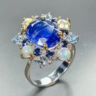 12x10 mm. gem Natural Kyanite Ring 925 Sterling Silver Size 7 /R471289