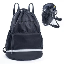 Swim Beach Gym Backpack Drawstring With Shoe Compartment Waterproof Pocket Bag