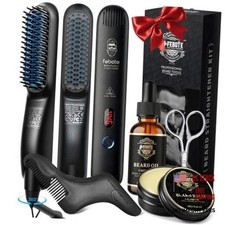 Beard Straightener Kit for Man- Heated Grooming Beard Brush, Beard