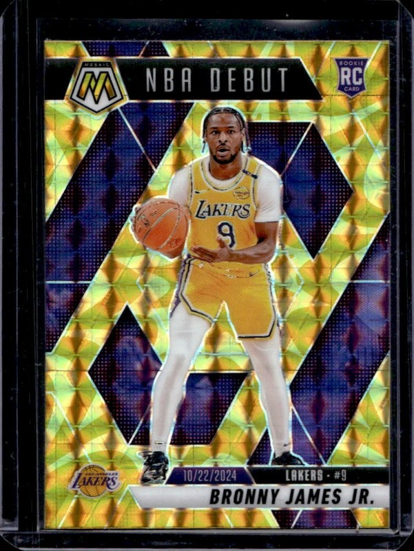 2024-25 Panini Mosaic Bronny James Jr. RC Reactive Yellow Mosaic NBA Debut #262