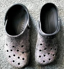 Crocs Classic Glitter Clog Men's 10 Women's 12 Silver + Multi-Color Unisex