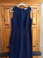Loft Sheath Dress Navy Blue Sleeveless Crew Neck Knee Length Polyester Size 10T