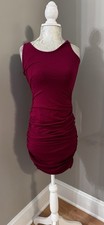 Express Ruched Bodycon Dress Magenta Pink Modal Cotton Spandex Stretch XS