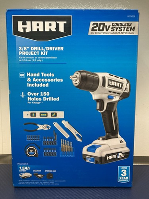 #ad New Hart HPPK03B 20V 3 8quot; Drill Driver Project Kit W 1.5Ah Battery amp; Charger $59.99