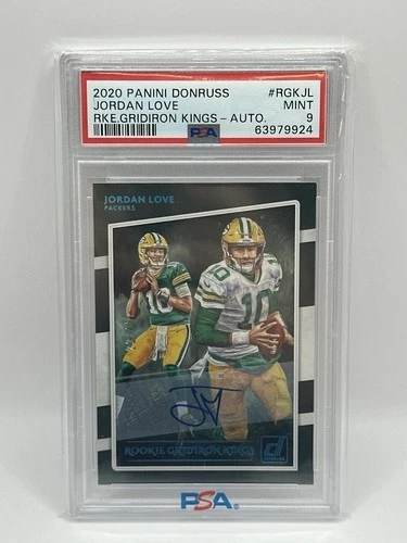 2020 Panini Donruss - Jordan Love Gridiron Kings Auto /49 Rookie PSA 9 Packers