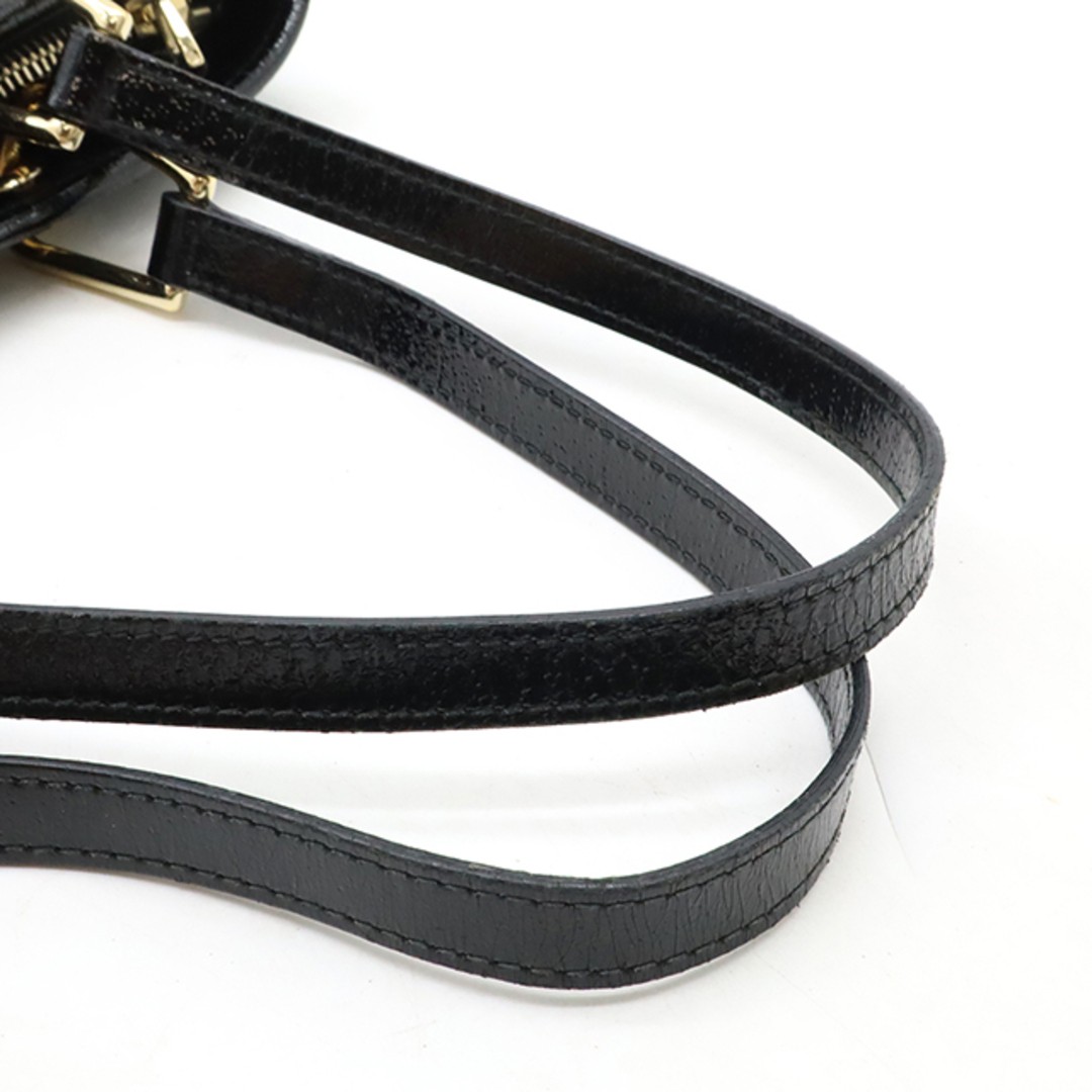 Gucci GG Canvas Tote Bag Black Patent Leather Shoulder Used thumbnail 5