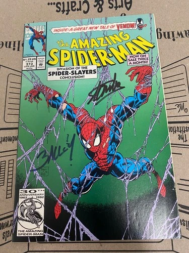 Amazing Spider-Man 373 Signed Stan Lee & Mark Bagley  VF Venom App 1992