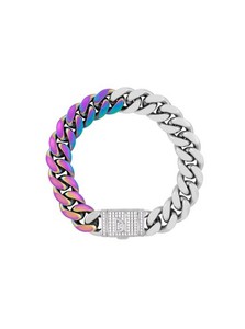 Authentic WOMEN'S DARKAI Cuban Rainbow Bicolor Bracelet ITALY GOLD PLATED $300