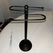 Dark Bronze Double Tea/Hand Towel Stand Tabletop Display 13”Hx7.75”Lx4.5”W