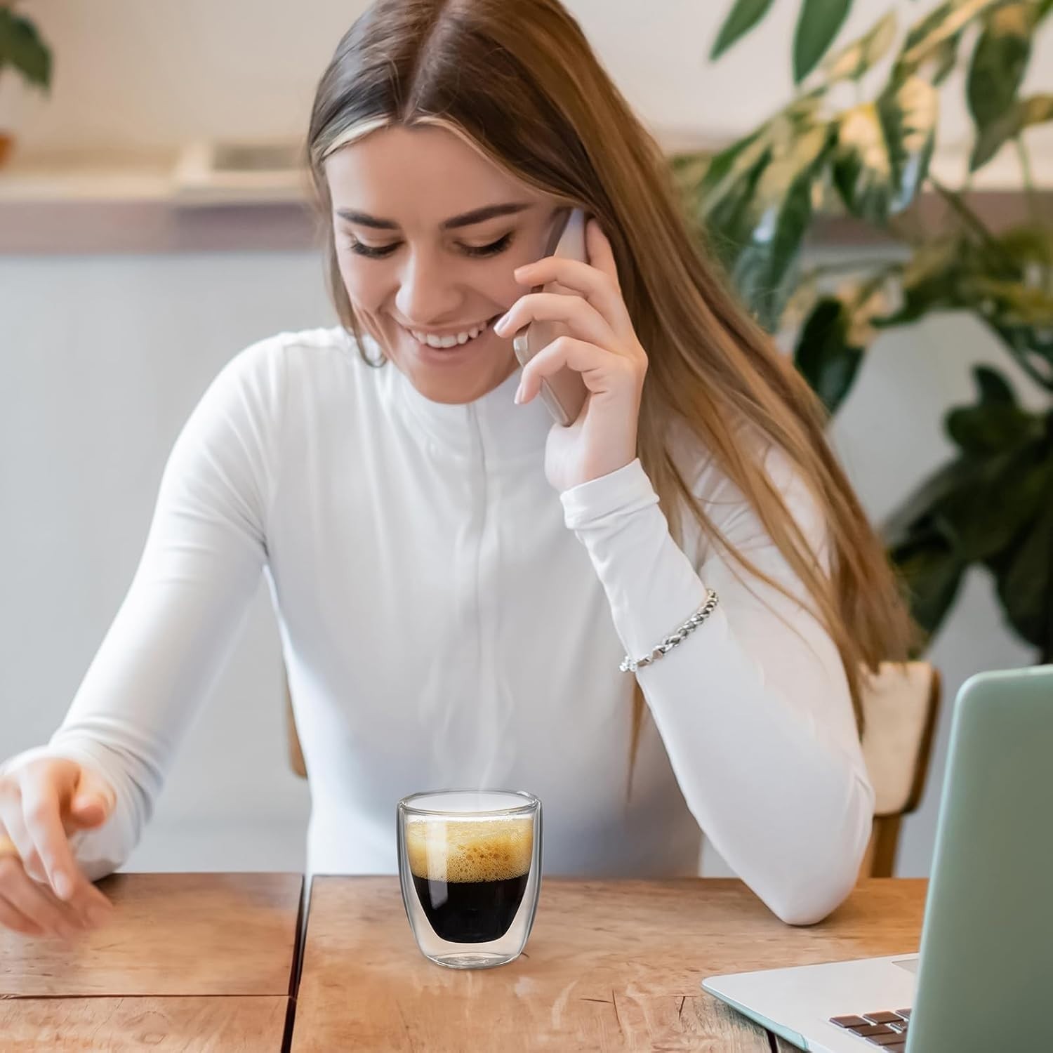 Double Walled Espresso Cups Set of 4 (50% Thicker), 3 Ounce Clear Expresso