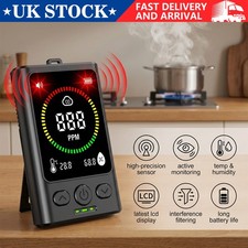 LED Carbon Monoxide Detector CO Alarm & Displays Temperature Humidity Real-time.