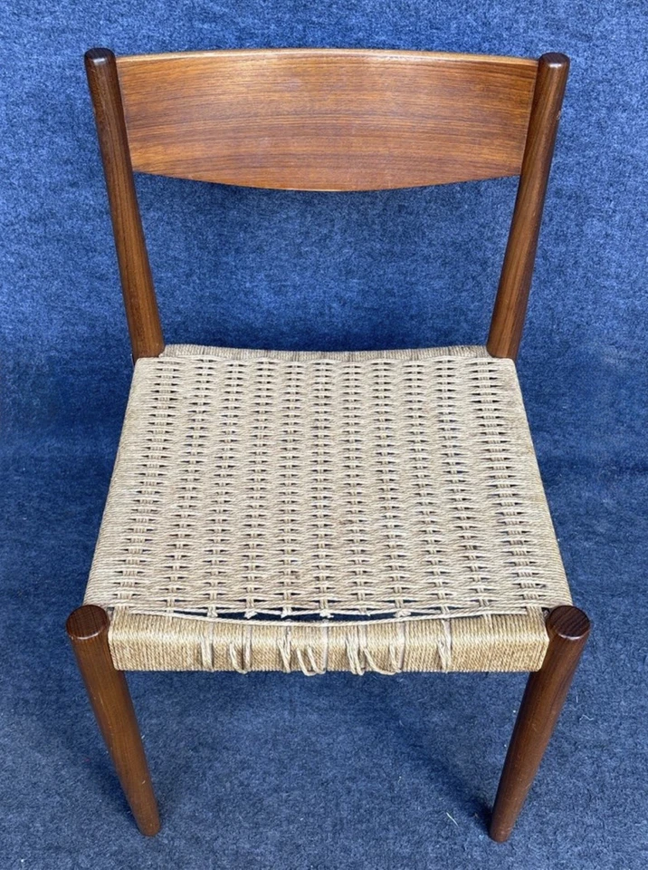 Silla auxiliar de comedor moderna danesa de teca Poul Volther para Frem Røjle Mid Century Foto 3 de 4