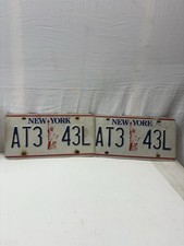 New York License Plate Matching Set Statue of Liberty Vintage 1980s Retired