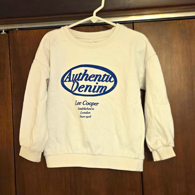 Lee Cooper Kids Pullover Sweatshirt Crew Neck Long Sleeve White/Blue Logo 4-5Y