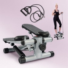 Mini Stepper with Resistance Bands, Compact Stair Stepper for Full Body Workout