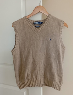 Vtg Polo Ralph Lauren Sweater Vest Small Cable Knit V-Neck Cotton Pony City