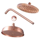 Red Copper 8" Round Rainfall Shower Head Bathroom Shower Head Pipe Arm